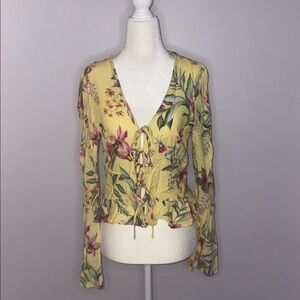 Anthropologie- Scripted long sleeve floral blouse